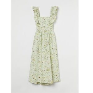 H&M Conscious Wildflower Tie Back Dress Green Floral Meadow. NEW